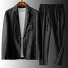 Men 2-Piece Set Solid Breathable Casual Clothes Business Slim Fit Suit For Men Linen Pocket Thin Jacket Long Pants Blazer Outfit