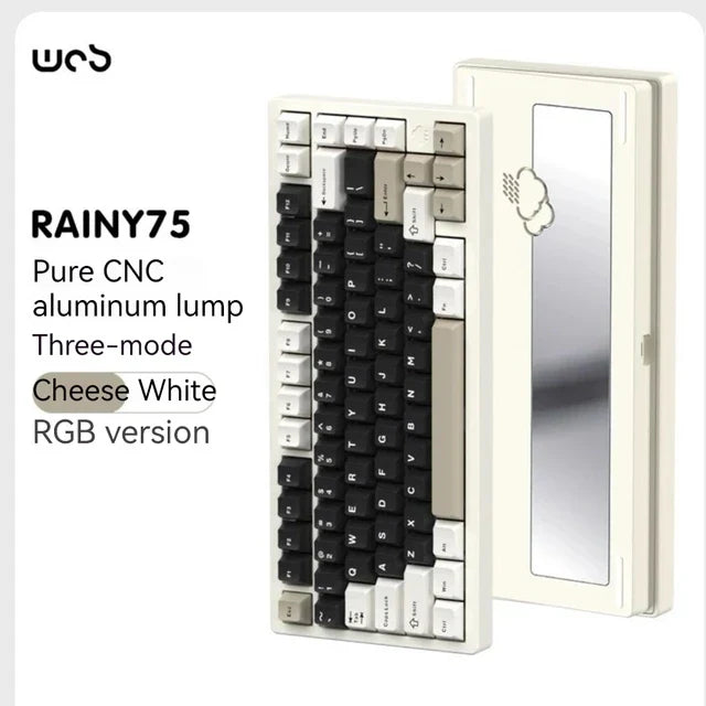 Wob Rainy75 Mechanical Keyboard CNC Aluminum Alloy RGB Wireless Tri-Mode Bluetooth USB Gasket Gamer Hot-Swap Pc Gaming Keyboard