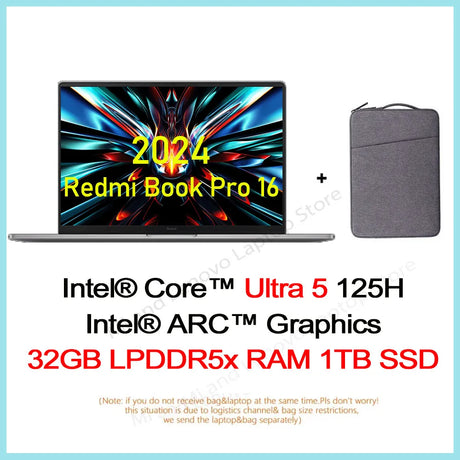 Xiaomi Redmi Book Pro 16 2024 Newest Ultra 5/Ultra 7 Intel ARC Graphics 32G LPDDR5x RAM 1T SSD LCD 3.1K 165Hz Screen Mi Laptop