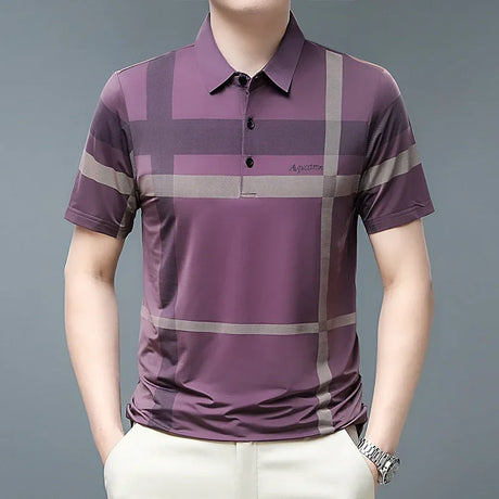 Fashion Polo Shirt Men Casual Stripe Polo T Shirt Loose Thin Male Polos Shirts Tee Tops