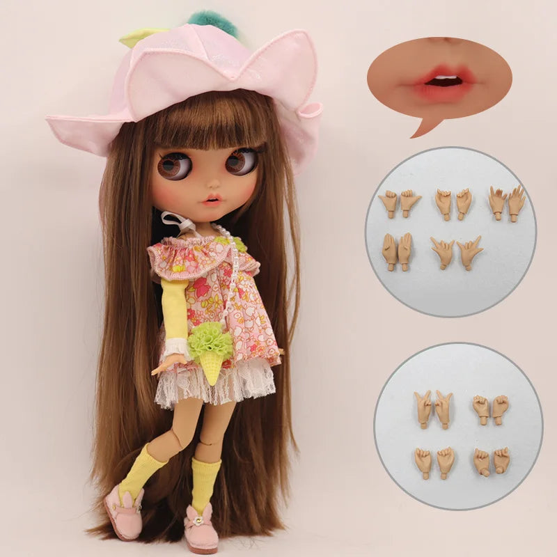 ICY DBS Blyth Doll Pouting Mouth Tan Skin Matte Face Joint Body 1/6 BJD OOAK Ob24 Anime Girl