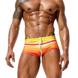 WY79 new summer yellow red sexy low waist tight men boxer swimwear surf bikinis swim trunk briefs men swimsuits beach shorts