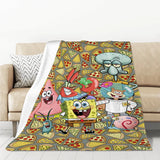 S-SpongeBobs Cartoon Sofa Blankets & Throws Fluffy Soft Blankets for Bed Child Blanket Furry Throw Double Decorative Anime Kid's