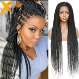 32" Full Lace Front Box Braided Synthetic Wigs Knotless Cornrow Braids Black Lace Frontal Wigs With Baby Hair for Women X-TRESS