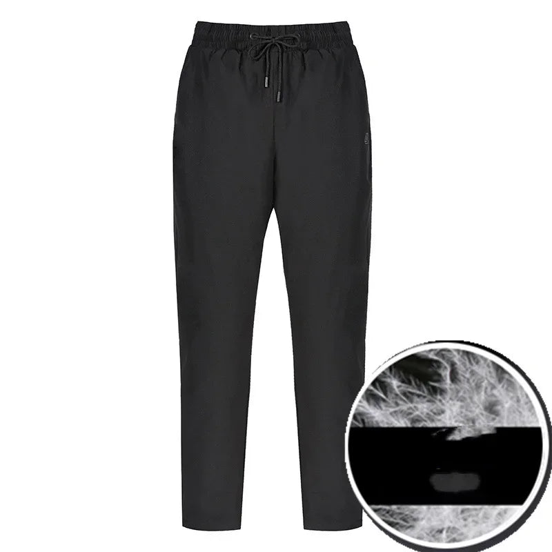 Men's Winter New Drawstring Thickened Fashion Casual Warm Down Pants Straight White Goose Down Pants