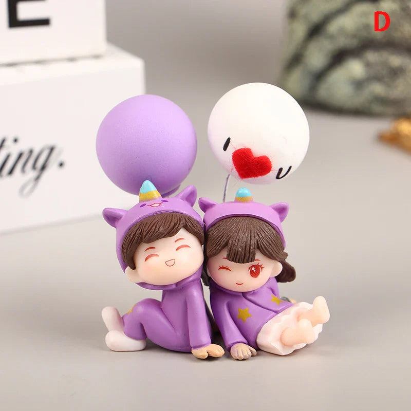 1Pair Cute Creative Cartoon Purple Pajamas Couple Car Decoration Ornaments Auto Center Console Car Interior Accessories