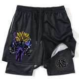 New Print Anime Shorts Men Women 2 in 1 Quick Dry Mesh Gym Shorts to Fitness Running Summer Black Performance Scanties