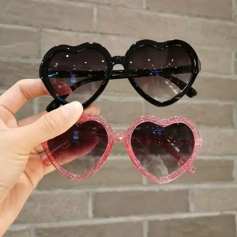 Fashion New Childrens Gradient Sunglasses Heart Shape Frame Glitter Sun Glasses Cartoon Love Heart Cute Sun Glasses Kids Girls