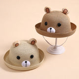 Summer New Men And Women Kids Fun Breathable Straw Hat Cartoon Cute Bear Kids Sunshade Sun Hat 3-6 Years Old Fisherman's Hat