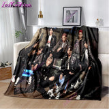 Stray Kids Blanket Soft Sofa Cover Kpop Singer Throw Blanket Fleece Blanket Lightweight Warm Bed Blankets for Bedroom Couch