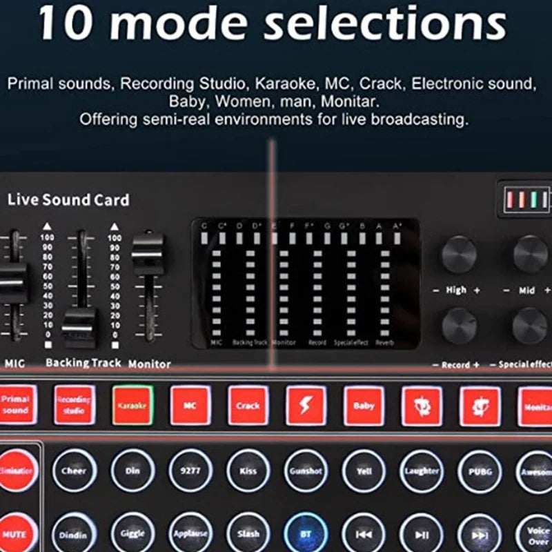 M9 Sound Card Live Broadcast Equipment Sound Card +Color Lights Compatible With Multi-Platform Live Singing