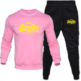 Men's Sets 2-Piece Suit O-Neck Plus Fleece Pullover Hip Hop Brand Funny Letter Printed Fashion Men Sweatshirts Sweatpants