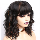 Amir Brown Wigs Synthetic Natural Wavy Wigs for Women Shoulder Length Hair Ombre Blond Bob wigs Pink Blue Curly Wigs Cosplay