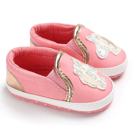 Pink Baby Shoes Princess Fashion Sneakers Infant Toddler Soft sole Anti Slip First Walkers 0-1 year old baby Christening Shoes