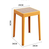 Stackable Storage Bench Stool Plastic Rattan Stools Portable Vanity Chair Stool Dining Stool Living Room Space Saving Furniture