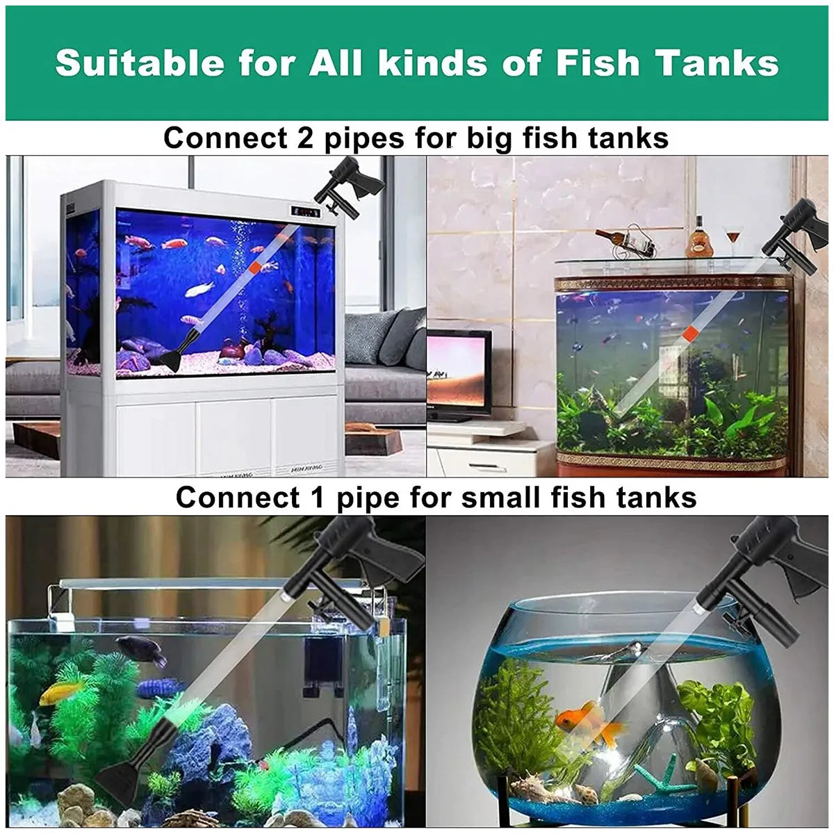 Manual Water Changer Fish Tank Cleaning Tool Aquarium Sand Gravel Cleaner Siphon Principle