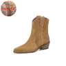 2023 Classic Western Boots for Woman Cow Suede Pointed toe Wedges Heel Ankle Boots Simple Comfortable Cowboy Boots Female