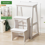 Step Stool Solid Wood Folding Ladder Chair Home Three-step Climbing Multifunctional Ladder Indoor Pedal, Foot Rest Stool