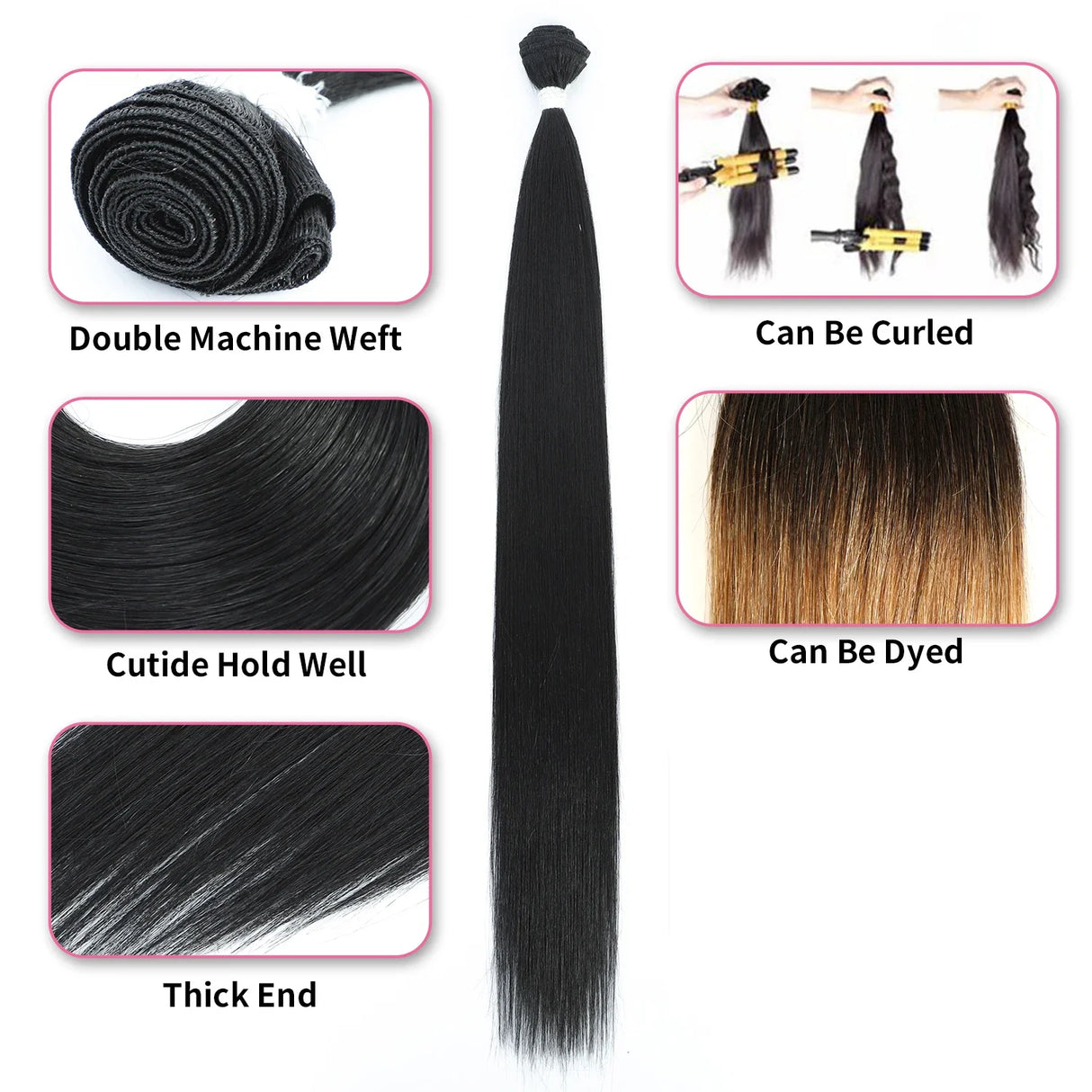 Bone Straight Hair Bundles Salon Natural Hair Extensions Fake Fibers Super Long Synthetic Yaki Straight Hair Weaving Full to End