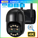 8MP 4K 2.8mm +12mm Dual Lens 8X Hybrid Zoom PTZ IP Camera WiFi Human Detection 4MP Audio P2P Security Video Surveillance Camera