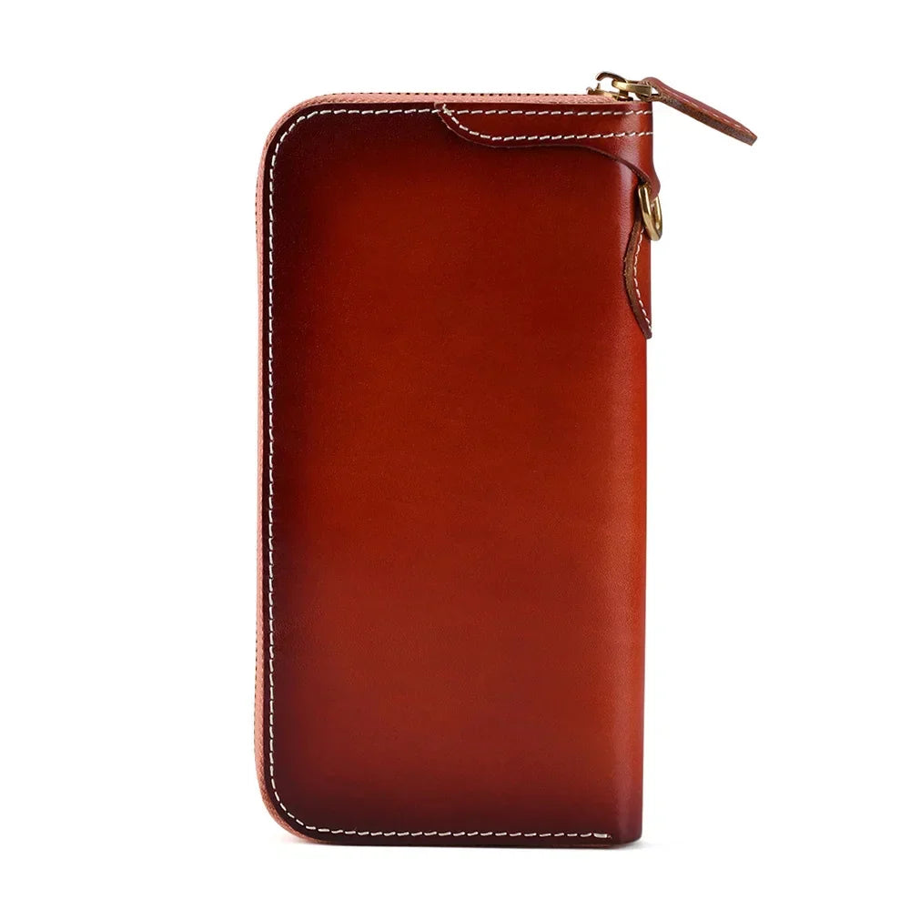 Leather New Genuine Wallet Men Women Clutch Bag Zipper Cowhide Card Holder Purse Long s Coin