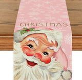 Pink Santa Claus Theme Decoration Kitchen Table Rectangular Table Runner Suitable for Family Dinner Wedding Party Accessories