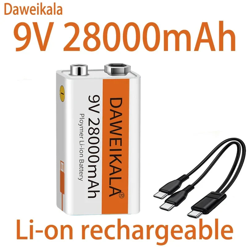 2023 9V 28000mAh Li-ion Rechargeable Battery Micro USB Batteries9 V Lithium for Multimeter Microphone Toy Remote Control KTV Use