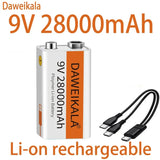 2023 9V 28000mAh Li-ion Rechargeable Battery Micro USB Batteries9 V Lithium for Multimeter Microphone Toy Remote Control KTV Use