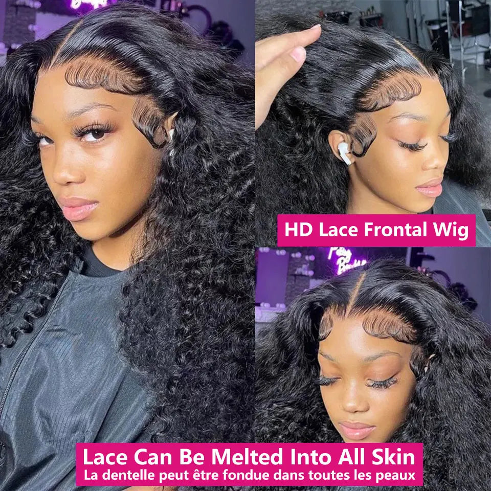 Kinky Curly Human Hair Wigs For Women Deep Wave Frontal Wig Water Wave Lace Front Wig 100% Brazilian Glueless Wigs On Promotion