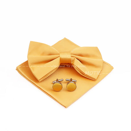 New Colorful Bowties Handkerchiefs Cufflinks Set Polyester Brooches For Men's Business Wedding Party Suit Dress Accessories Gift