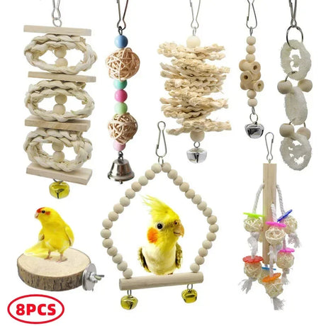 Toys Standing Bell Swing Toy Parrot Bird Combination For Accessories Bite Articles Ball Pet Training