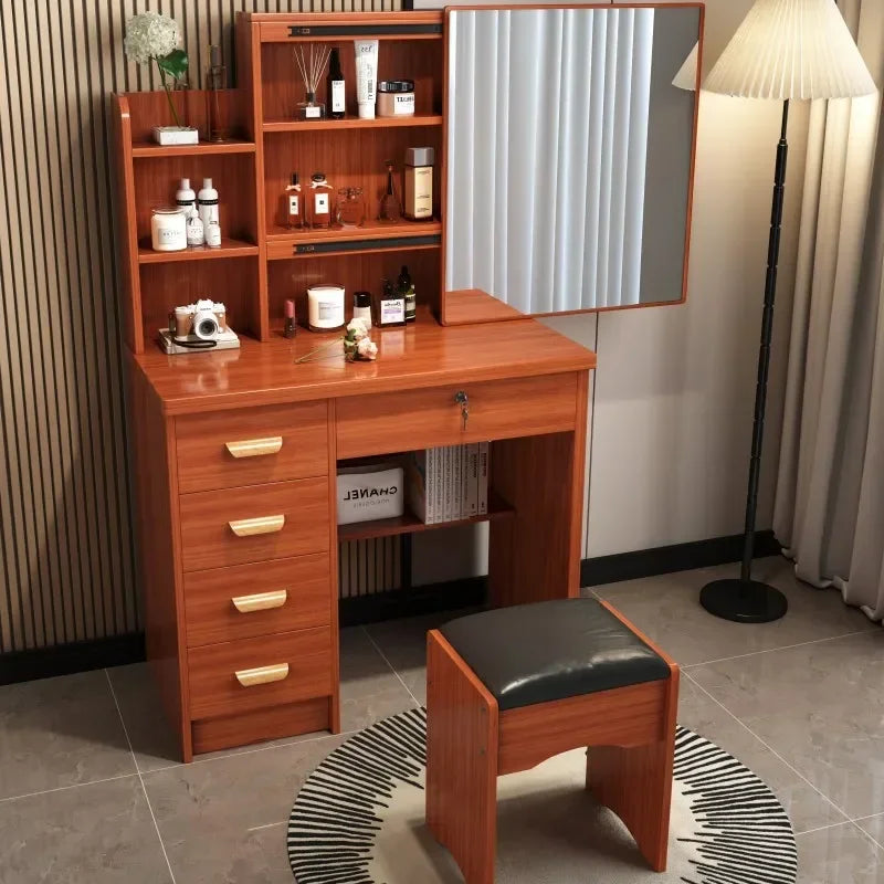 Dressing Table Length Drawers Amp Stool  Bedroom Small Apartment Simple Modern Sliding Mirror Simple Storage Cabinet Furniture