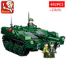 Military Challenger Leopard Panther Heavy Main Battle Tank Soldier Building Blocks Plastic Model Bricks Army Toys for Children