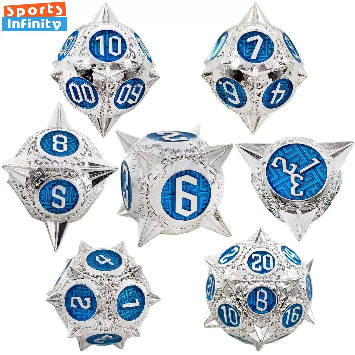 7pcs Solid Metal Dice Beautiful and Finely Crafted Number Dice Set for Dnd TRPG RPG Cthulhu Dice Running Team Desktop Decoration