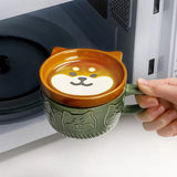 Creative Mug Cute Cartoon Animal Ceramic Mug with Lid Coffee Cup Breakfast Milk Cup Living Room Coffee Table Drinking Utensils