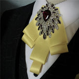 Men's Bow Tie Corsage Pocket Towel Sets British Korean Dress Suit Jewelry Luxury Rhinestones Men Wedding Accessories 3 Piece Set