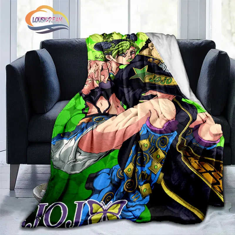 Anime JoJo's Bizarre Adventure Stone Ocean flannel Blanket Throw blanket Warm Sofa bed  children and girls Gift s