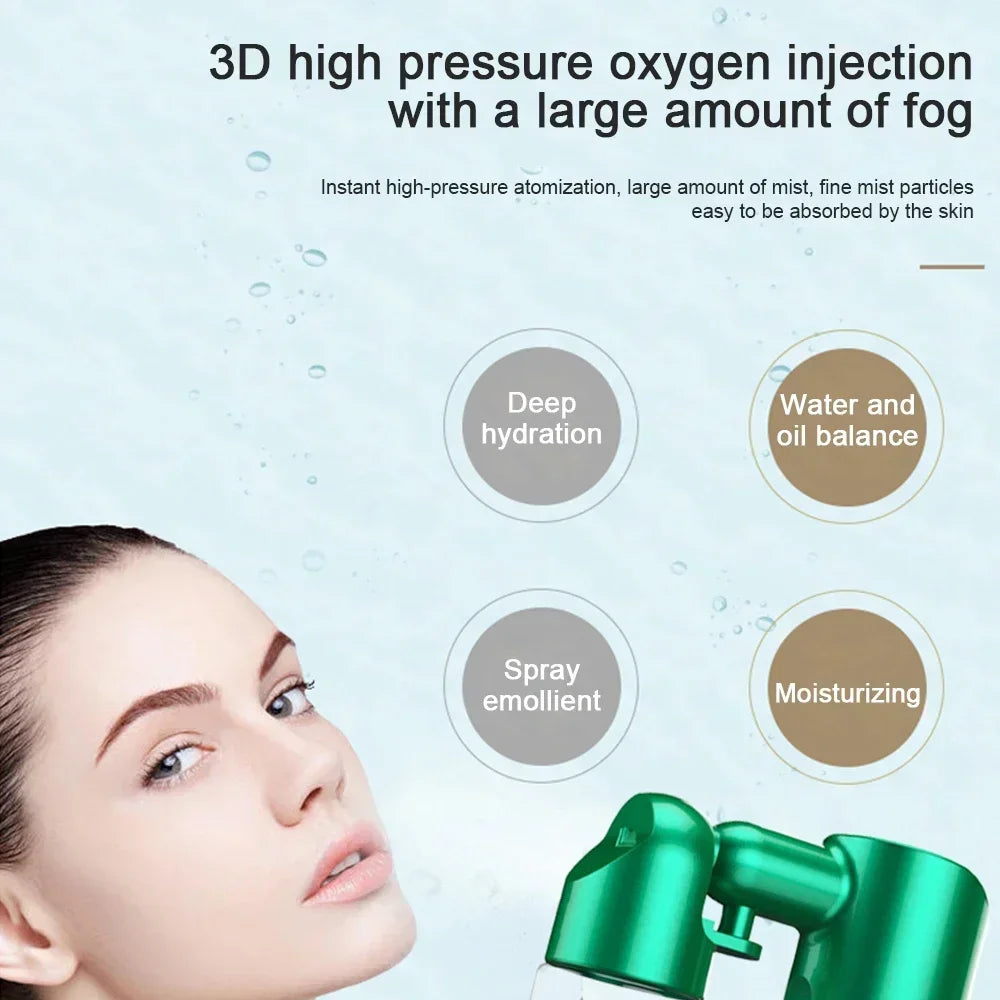 Beauty Skin Care 80ml Water Gun Portable Pressure Nano Spray Face Steamer Oxygen Injection Instrument Airbrush with Compressor