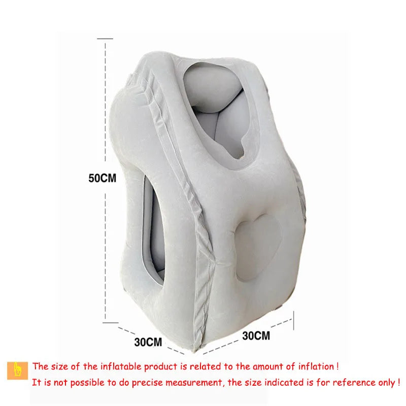 New Pattern Inflatable Travel Pillow Portable Chin Support Neck Pillow for Airplane Car Bus Train Office Nap Rest Support Pillow