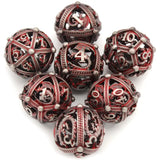 7Pcs/set 7-Die Table Game DND Dice Party Game D4 D6 D8 D10 D12 D20 Game Dice Hollow Roung Dragon Metal Polyhedral Dice TRPG DND