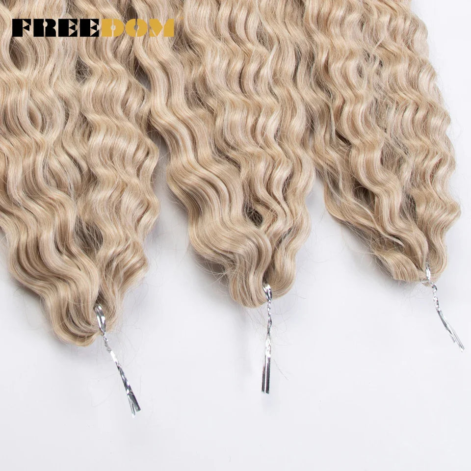 FREEDOM Synthetic Twist Crochet Curly Hair Ariel Water Wave Braid Hair Ombre Blonde Brown Green Blue Braiding Hair Extension