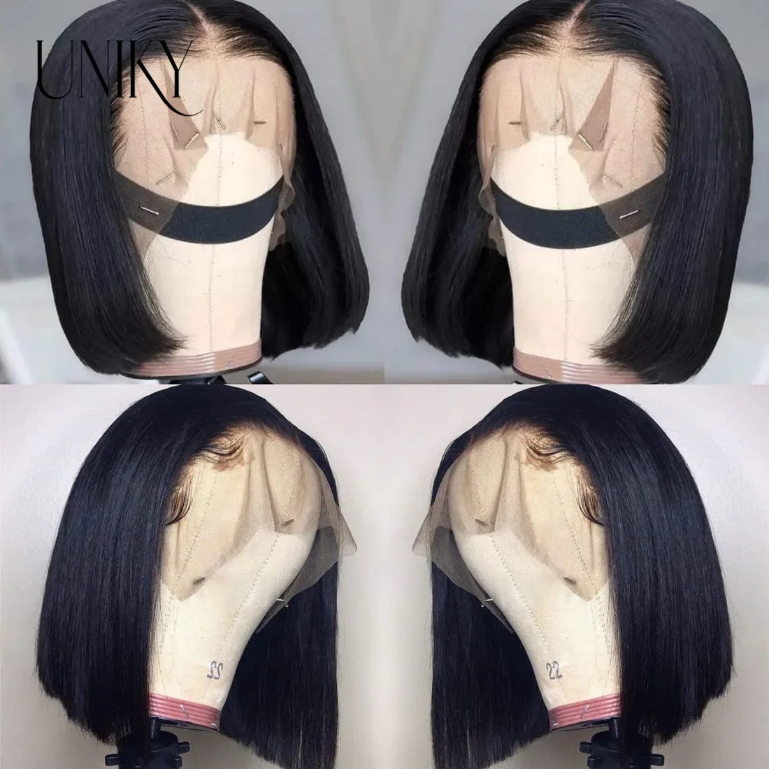 Short Straight Bob Wig 13x4 Lace Front Human Hair Wig 13x6 Frontal Wigs Brazilian Glueless 4x4 Closure Wig 180%Density For Women