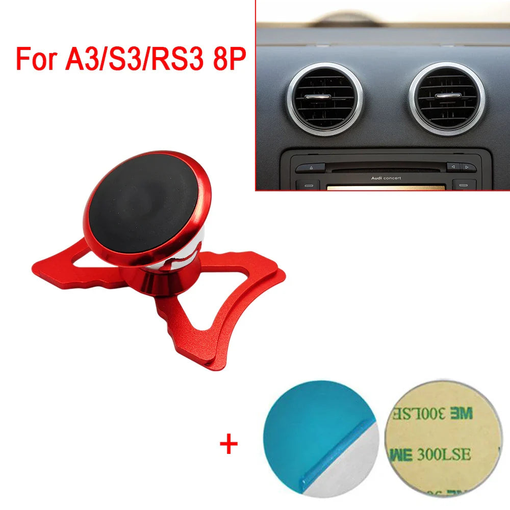 For Audi A3 S3 RS3 8V 8P Car Phone Bracket Q2 SQ2 Air Vent Mount Car Magnet Holder 360 Rotatable Support Mobile GPS Accessories