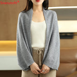 All-Season Pure Wool Knitted Shawl Women's Casual Cashmere Scarf White Sweater Women's Folded Wear Cardigan Shawl Fashion Scarf