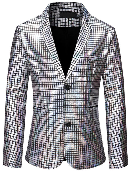 Mens Stage Prom Suits Shiny Rainbow Plaid Sequin Jacket Pants Men Dance Festival Christmas Halloween Party Costume Homme