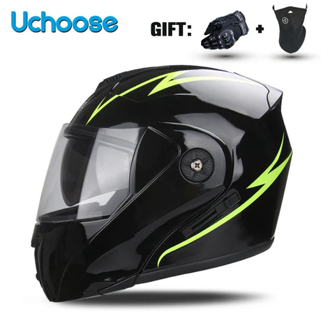 DOT Certification Uchoose Motorcycle Helmet Double Lens Cross Section Helmet Safety Modular Flip Helm Unisex Helmet With Visor