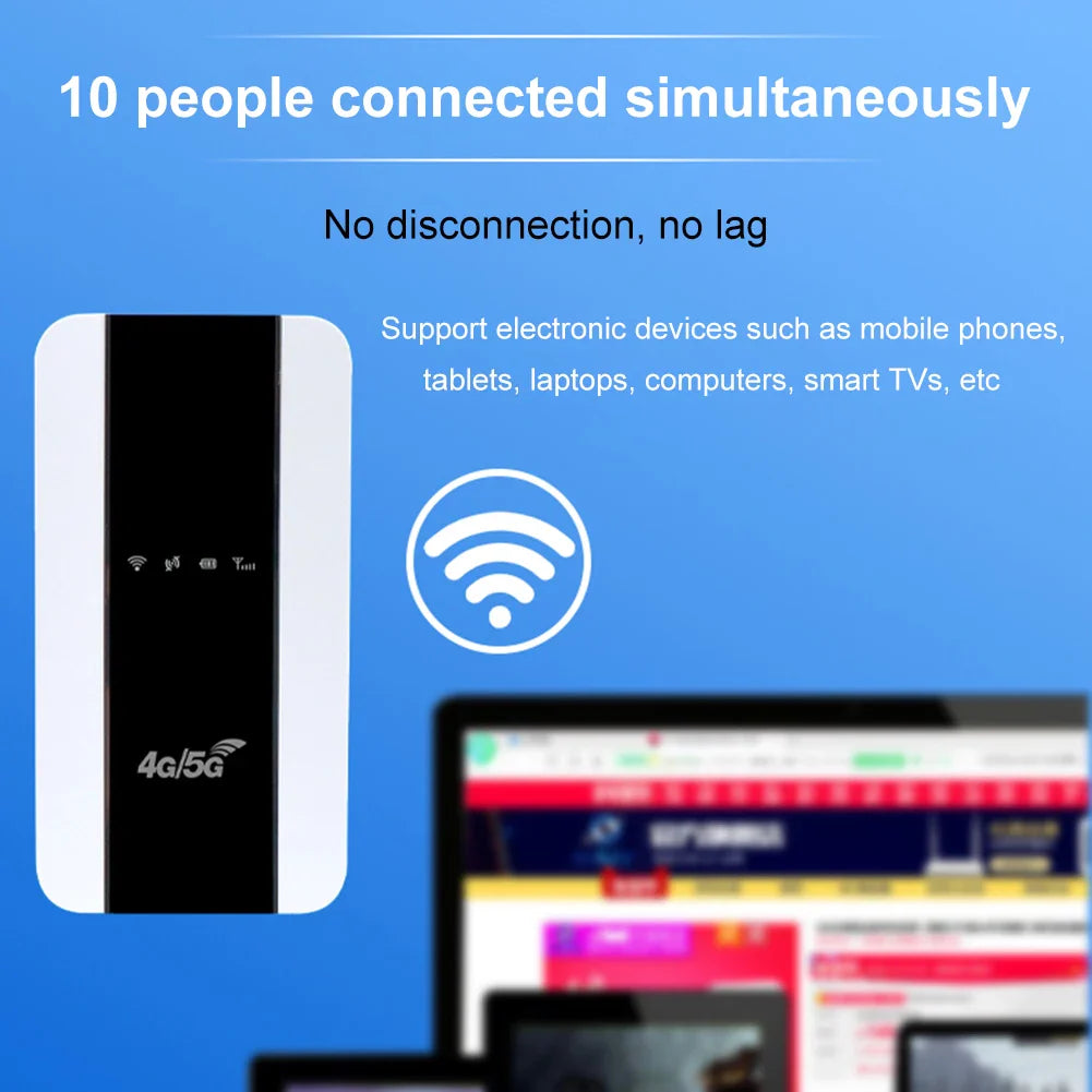 Portable 5G Mifi Router 4G LTE WiFi Repeater Wireless Portable Pocket Wifi Mobile Hotspot Built-In 3000Mah 300Mbps SIM Card Slot