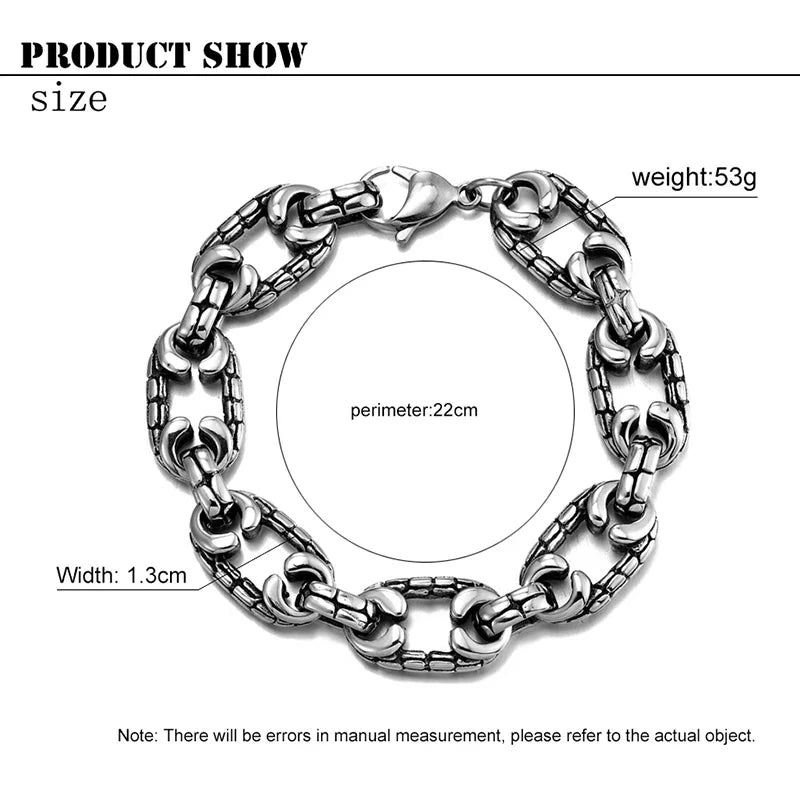 Hot stainless steel pig nose bracelet For Men‘s Women‘s personality Korean version Retro nose splicing punk chain bracelet Gifts