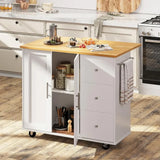 Rolling Kitchen Island Cart With Folding Drop Leaf Breakfast Bar Trolley Shelf and Drawer WhiteFreight Free Storage Furniture