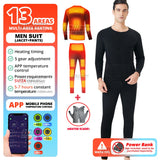 24 Areas Winter Self Heating Jacket Men Heated Underwear Thermal Tops Pants Motorcycle Heated Jacket Mobile Phone APP Control